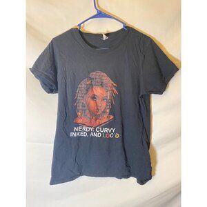 Port & Company Womens size large tshirt Lauren Hill? "nerdy Curvy Inked" black